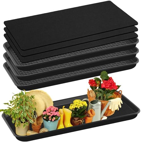 Vesici 3 Set/6 Pcs Large Square Plant Saucer, Self-Watering Trays with Mat by Vesici