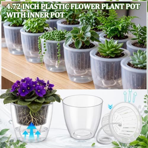 Self Watering Plant Pots, 4.7'', Transparent, 36 Pcs - Image 4