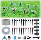 82FT Drip Irrigation Kit, 1/4-inch Drip Irrigation Emitter, Fan-Shaped Drip Irrigation Emitter, Quick-Connect Automatic Drip Irrigation System, Suitable for Watering Plants in Flowerpot Elevated Bed. by FUJINIRRI