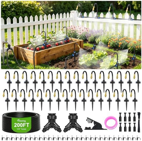 Thiswing 200FT 360° Adjustable Irrigation System with Stake Holders by Thiswing