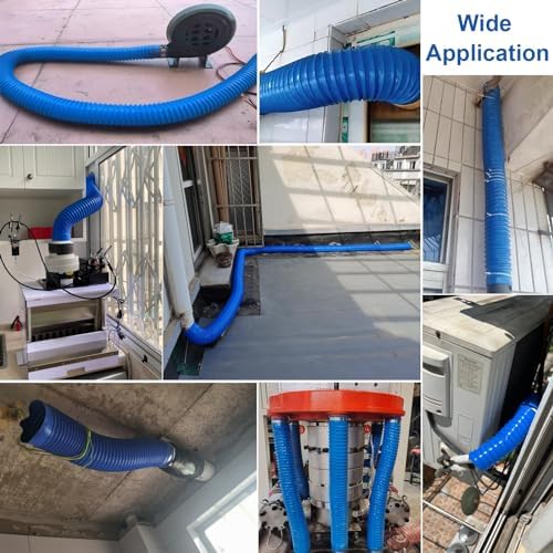ZAQYCM Blue PVC Rubber HVAC Duct Vent Hose, 33 13 6.5 Ft Air Ducting Ventilation for Dryer/Vacuum/HVAC/Flue, Outdoor Patio Deck Garden Rain Water Pipe Downpipe(L 10m/32.8 ft,65MM/2.55 in) - Image 2