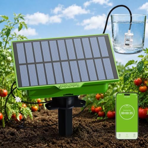 RainPoint WiFi Solar Drip Irrigation System, Smart Automatic Plant Watering Kit with App Control, Solar & USB-C, Tap-Free Watering System for Balcony, Backyard & Container Garden Plants, 10-15 Plants by RainPoint