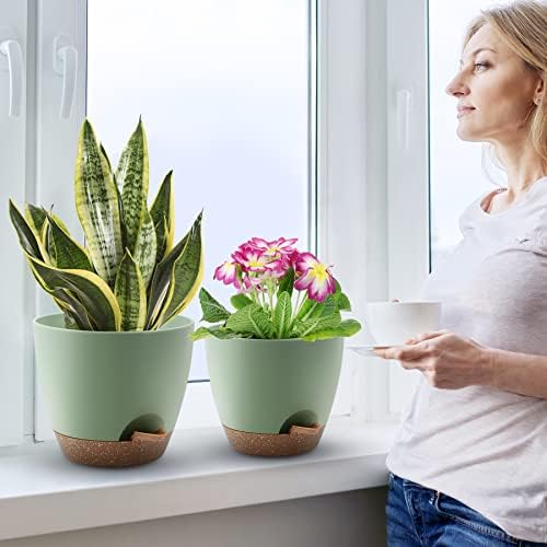QRRICA 7/7.5/8/9/10 Inch Self Watering Pots for Indoor/Outdoor Plants - Image 6