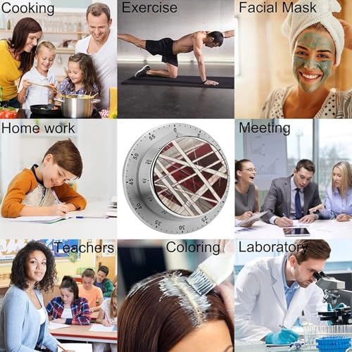 Mechanical Kitchen Timers for Cooking,White and Maroon Style Printed 60 Minute Magnetic Countdown Timer,Cute Cooking Timers with Alarm,Stainless Steel Time Timer Manual No Batteries Required - Image 5