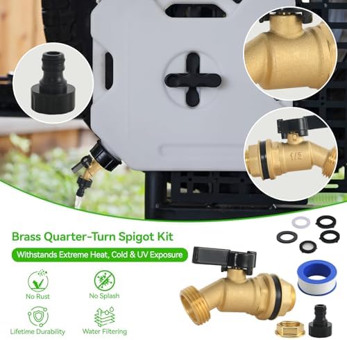 Spigot Kit for Rotopax Water Containers, Brass Quarter Turn Faucet Filter - Image 4