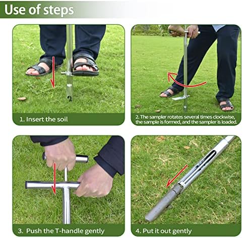 Soil Probe 40 Inch with 2 Bags, Soil Sample Probe with Ejector for Lawn House Plants, T-Handle Soil Sampler Probe Rod with Pedal, Stainless Steel Soil Test Kits Tool for Soil Sampling - Image 5