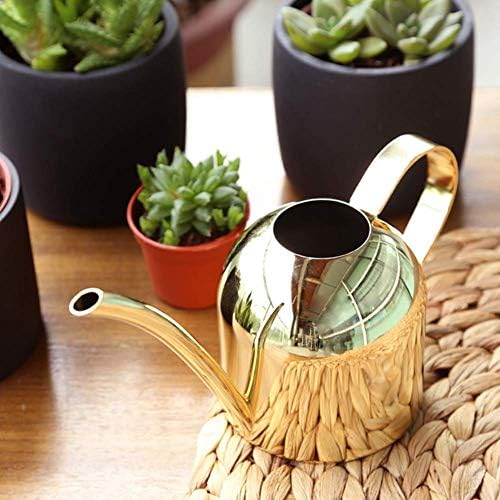 Stainless Steel Water Can for Indoor Plants and Garden, Mini Indoor Watering Can for Small Plants Stainless Steel Watering Can with Long Spout for Desk, Windowsill & Bonsai, 17oz/500ml (Gold) - Image 5
