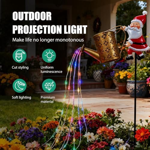 Christmas Solar Kettle Light, 2026 New Garden Lawn Decorative Light, Outdoor Hanging Solar Powered Santa Claus Watering Can with LED for Lawn Decorations (Colorful) - Image 5