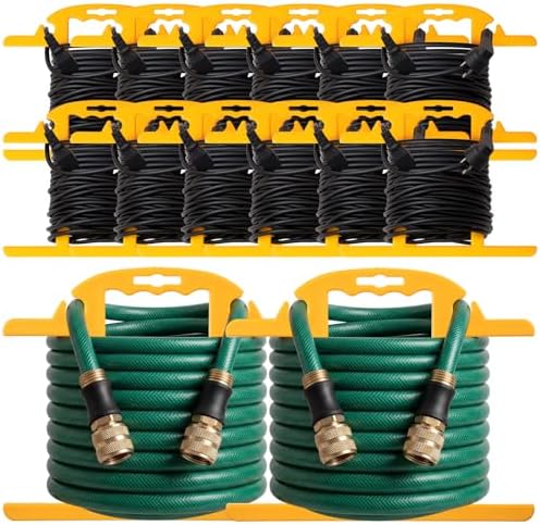 Ripeng 12 Pcs Heavy Duty Extension Cord and Hose Reel with Carrying Handle, Durable ABS H-shape Design Fits 100ft Cord Cable or Water Hose, 50ft Soaker Tube Management (Yellow) by Ripeng