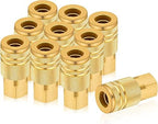 1/4 quick connect fittings,Industrial Air Coupling 10 Pcs, 1/4" Basic Flow Quick Connect Air Coupler, Brass Air Compressor Accessories Fitting,Hose Quick Connect Fitting by Milosline