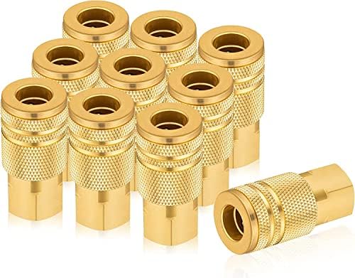 1/4 quick connect fittings,Industrial Air Coupling 10 Pcs, 1/4" Basic Flow Quick Connect Air Coupler, Brass Air Compressor Accessories Fitting,Hose Quick Connect Fitting by Milosline