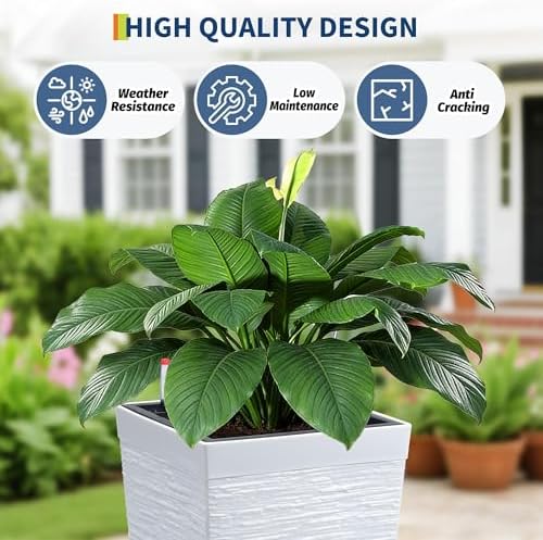Tall Outdoor Planters Set of 2, 16" Planters for Outdoor Plants - Image 7