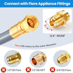 GasSaf 10 FT 1/2" ID Natural Gas Grill Hose with Quick Connect Fitting, Natural Gas Conversion Kit Suitable for Gas Grill, Generator, Patio Heater and More (with Sealing Tape) - Image 3