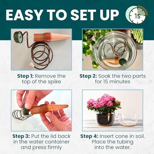 Blumat Classic Self-Watering Stakes - Prevents Overwatering and Underwatering for Healthy Growth While You are Away - Ideal for Indoor Plant Watering, 14 Pack, w/o Adapter - Image 6