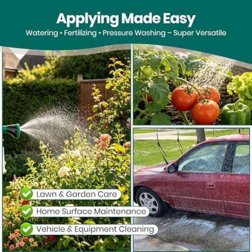 VENETIO 5-Dial Hose Attachment Spray Gun Pro with 6 Watering Patterns Nozzle and 30oz Refillable Bottle, Versatile Hose-End Garden Sprayer for Liquid Fertilizer, Weed Killer, Soap & Outdoor Cleaning - Image 6