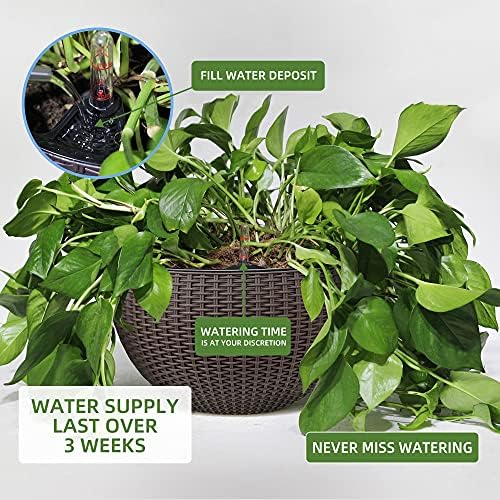 Dexceder 10.5 Inch Self Watering Hanging Planter (Brown) - Image 4