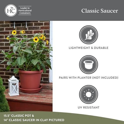 The HC Companies 17.5 Inch Round Plastic Classic Plant Saucer - Indoor Outdoor Plant Trays for Pots - 17.5"x17.5"x3" Warm Gray - Image 3