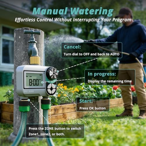 QUOBAS Brass Sprinkler Timer, Programmable Water Hose Timer for Garden Hose - Image 4