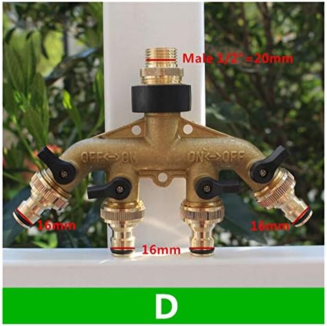 Jinchao-Brass Pipe Fittings, 4 Way Brass Tap Adaptor, Hose Valve Manifold Hose Splitter Tap Hose Fittings,1PC Four Channel Water Distributor, Repair Fittings (Color : D) - Image 2