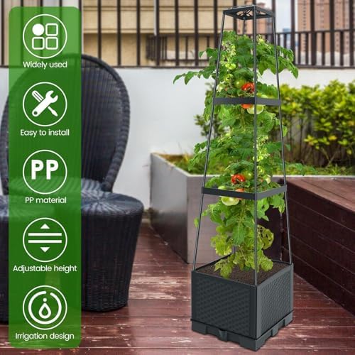 Garden Bed with Trellis 45 Inch Self-Watering Gardening Supplies - Image 6