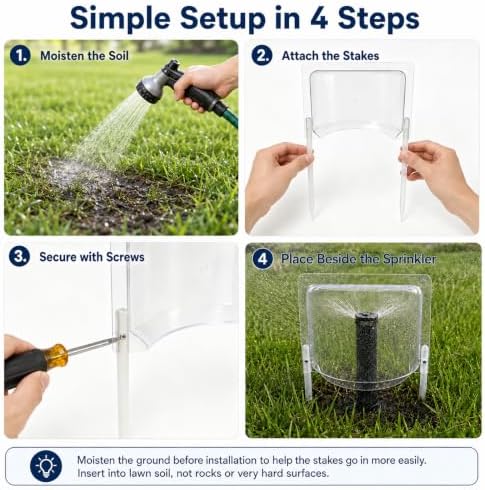 4 Pcs Clear PC Sprinkler Splash Guard 10.62 in Soil Stakes - Image 7