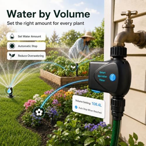 WiFi Water Timer with Built-in Flow Meter, Smart Garden Hose Controller, No Hub Required, 2.4GHz App Remote Control, Timed & Volume Watering, Rain Delay, IP65 Waterproof for Lawn Garden Greenhouse - Image 6