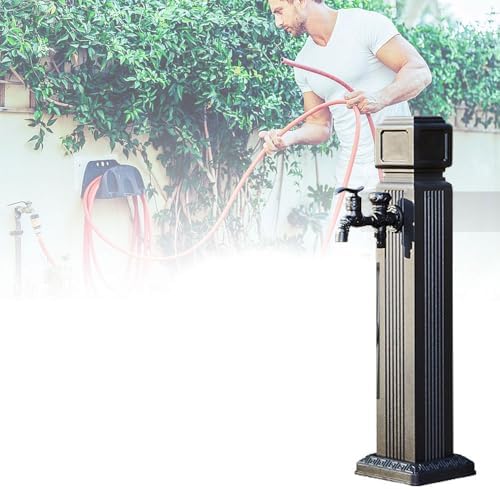 Outdoor Stainless Steel Garden Water Column/Hose Stand with 15M High Pressure Water Pipe Courtyard Water Faucet Pillar Floor Mount Water Tap Columns Stainless Steel,26in by RNQZ