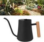 Zerodis Retro Watering Can,Long Spout Stainless Steel Watering Can Pot Plant Watering Can with Wooden Handle for Precise Watering Small Plant Garden Indoor Outdoor Use (Black) - Image 3