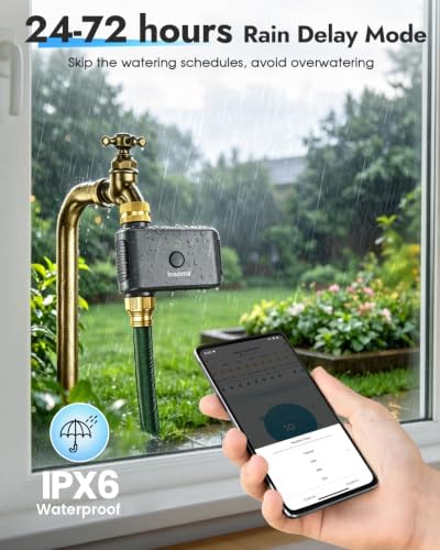 Insoma WiFi Water Timer Brass Inlet, Smart Sprinkler Timer for Garden Hose, APP & Voice Control Hose Timers, No WiFi Hub, 20 Watering Plans, Rain Delay Manual Mode for Garden Lawns(2.4GHz Only) - Image 7