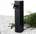 Outdoor Stainless Steel Water Column Fountain, Freestanding Hose Stand with Double Outlet Faucet, Decorative Garden Hydrant for Patio & Backyard, 50x12cm (19.7x4.7in) by Unknown