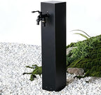 Outdoor Stainless Steel Water Column Fountain, Freestanding Hose Stand with Double Outlet Faucet, Decorative Garden Hydrant for Patio & Backyard, 50x12cm (19.7x4.7in) by Unknown
