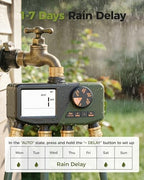 Diivoo 4 Zone Sprinkler Timer with Brass Inlet, Large Display - Image 6