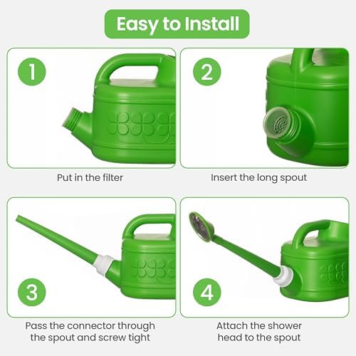 Plastic 1-Gallon Watering Can with Long Spout and Dual Handle for Indoor & Outdoor Plant Care, Lawn Maintenance and Yard Gardening - Image 5