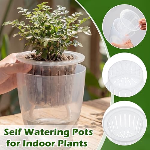 9 Pcs 3 Each of 5'', 6.5'', 7'' Large Clear Self Watering Plant Pots - Image 3