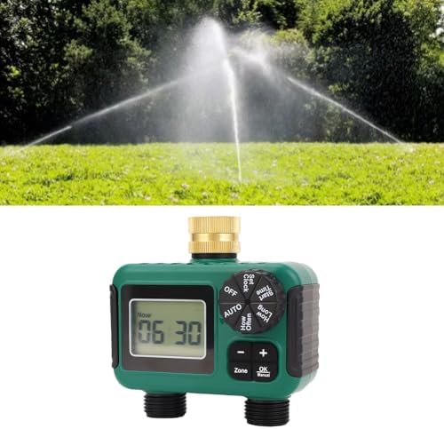 Eujgoov 2 Outlet Sprinkler Timer, Brass Inlet Water Timer with LCD - Image 2