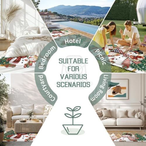 Winter Season 5x8 Waterproof Outdoor Rug with Non‑Slip Backing Boho Glittering Christmas Tree Snowman Plank Machine Washable Deck Patio Rug Mat for Camping, RV, Garden, Balcony Pool - Image 7