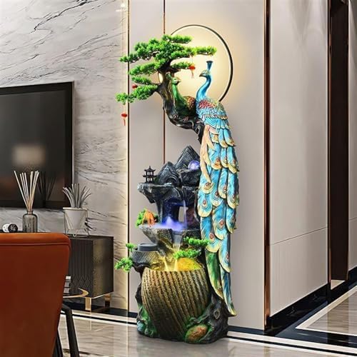Garden Water Fountain Water Fountain Decor, Peacock with LED Glass Color Changing Globe, for Home/Office, Living Room Decorative Fountains Outdoor Water Fountain for Garden(Medium) - Image 7