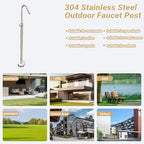 304 Stainless Steel Freestanding Vertical Garden Water Column Hose Stand with Double Faucet for Irrigation and Car Wash - Image 7