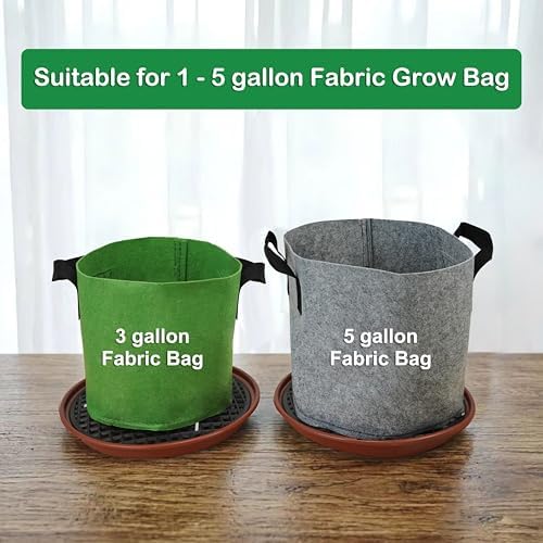 6 Pack 12.6 inch Self Watering Base for 1-5 Gallon Fabric Pot, Automatic Watering Tray System for Non-woven Grow Bag, Plastic Elevated Plant Flower Saucer Stand Growth Tent Greenhouse Indoor Outdoor - Image 3