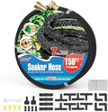 Soaker Hose 150FT Heavy Duty Rubber Saves 75% Water End Cap Included for Additional Hose Connect Great for Gardens/Flower Beds by Jewelry