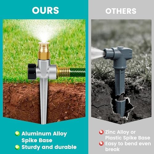 3 Set Metal Lawn Sprinklers for Yard, 360° Coverage Water Sprinklers, Adjustable Brass Nozzle with Aluminum Alloy Spike Base, for Yards Garden Vegetable Lawn Irrigation ﻿ - Image 3