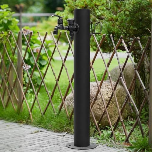 Outdoor Water Column with Faucet, Garden Water Faucet - Freestanding Hose Stand with Decorative Water Feature and Dispenser for Irrigation and Washing(86 * 10.5cm/33.9 * 4.1in) by Unknown