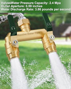Hose Splitter 2 Way Heavy Duty, Full Flow Garden Hose Splitter with 2 Long Metal Handles, Brass Rust and Freeze Resistant Water Hose Bib Splitter, T Adapter Connector with 3/4 - Inch GHT Thread（Green） - Image 5