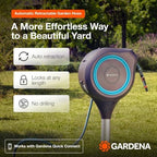 GARDENA Automatic Retractable Garden Hose Reel - 66 Feet - 360 Degree Swivel Outdoor Hose Reel with Metal Spike Base - Auto Retract - UV Resistant Housing - Easy Install No Tools Required - 18614 - Image 2