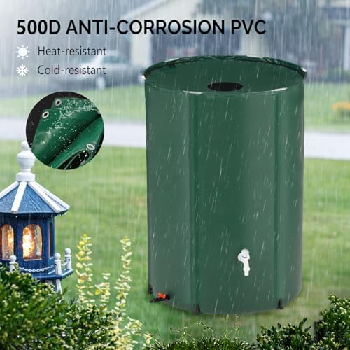 VINGLI 100 Gallon Collapsible Rain Barrel, Portable Water Storage Tank, Rainwater Collection System Downspout, Water Catcher Container with Filter Spigot Overflow Kit - Image 6