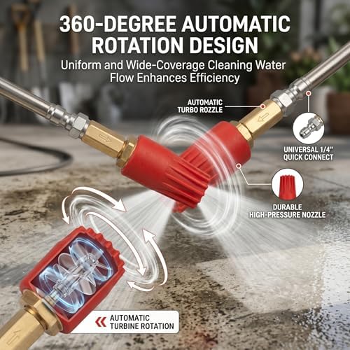 Turbo Nozzle Pressure Washer, Rotating Spray Pressure Washer Tips with Built-In Filter for Car Wash, Garden, Industry, 5000 Psi Rated, Turbo Nozzle - Image 7