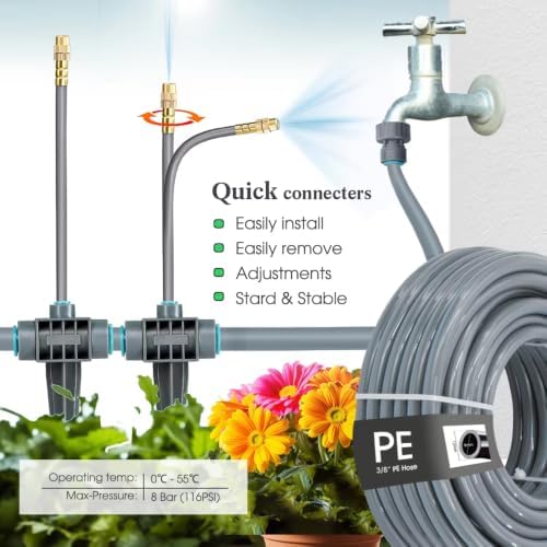 50PCS 1/4 Inch Bendable Mist Nozzle,Length- 11.8" Copper Garden Sprinkler - Image 5