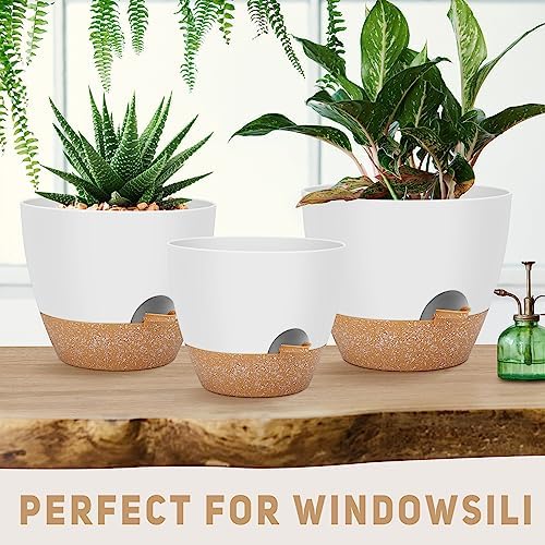 YNNICO 12" 10" 9" Large Self Watering Plant Pots, 3 Pack Plastic Pots - Image 4