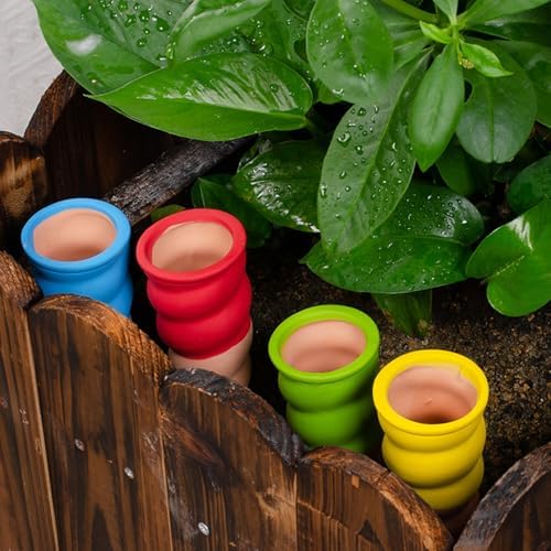 4Pcs Automatic Watering Spikes for Plant, Terracotta Drip Irrigation with Slow Release Indoor Outdoor Automatic Rotating Garden Sprinkler - Image 3
