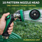 25 ft Kink Free Garden Hose with 10-Pattern Spray Nozzle – Kink Free, UV-Resistant, All-Weather Hose with Brass Fittings, One-Handed Thumb Control & Rubberized Grip - Image 3